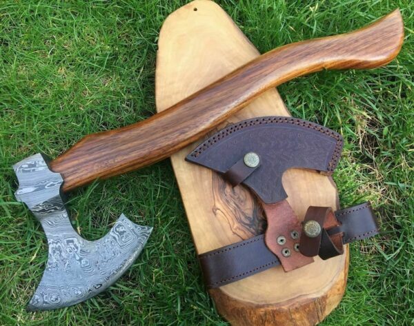 Handmade Damascus Steel Axe Vintage Style Camping Collectible Great Gift 43cm XL2
