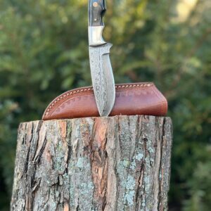 Crafted Hunting Knife Damascus Steel Blade-Micarta Wood Handle