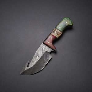 Gut Hook Damascus Hunting Knife Stag Horn & Pukka Wood Grip .